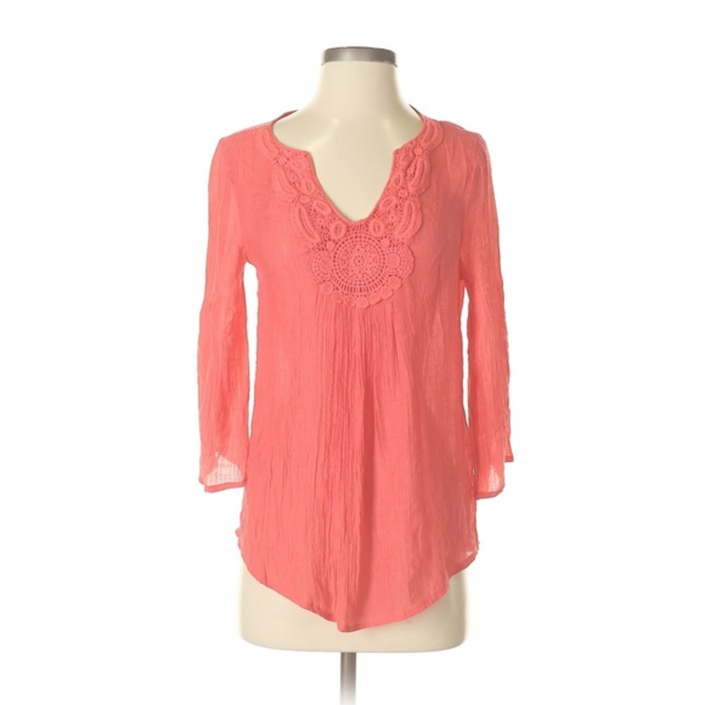 NWT Nordstrom Spense Peasant Crochet Neck Blouse